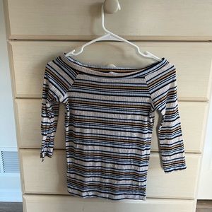 Striped zara off the shoulder top